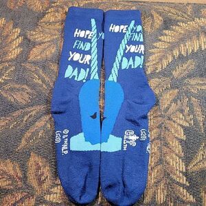 ELF Women's Blue Norwal HOPE YOU FIND YOUR DAD Novelty Socks- Size 9-11